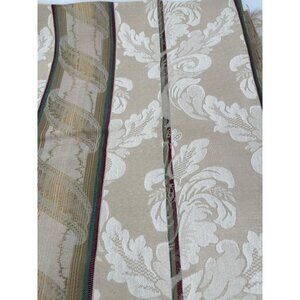 Decorative Beige Gold Jacquard Fabric Floral Stripe Pattern upholstery 6 yards
